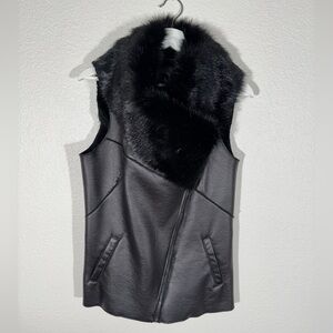 Buffalo David Bitton Black Faux Fur Vest with Asymmetrical Zip